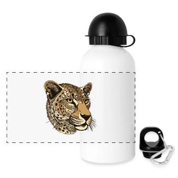 Portrait de guépard - Gourde panoramique avec couvercle 500 ml - blanc - Devant