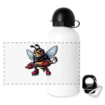 Biene Wespe Hornisse Hockey Hockeyspieler Design - Panorama Trinkflasche mit Deckel 500 ml - Weiß - Vorne