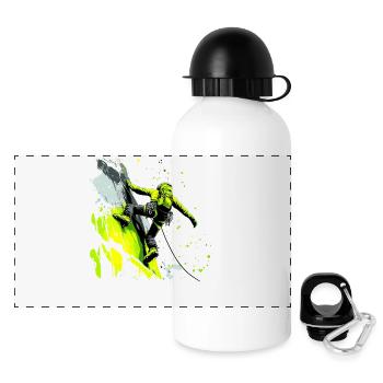 Klettern in den Alpen: Am Limit beim Felsklettern - Panorama Trinkflasche mit Deckel 500 ml - Weiß - Vorne