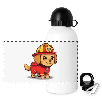 Animal Cartoon Fire Dog - Panoramic Thermal Bottle with Lid 500 ml - white - Front