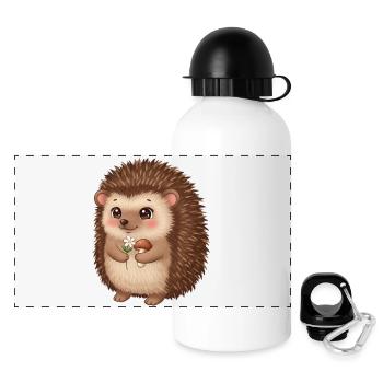Animal Cartoon Hedgehog - Panoramic Thermal Bottle with Lid 500 ml - white - Front