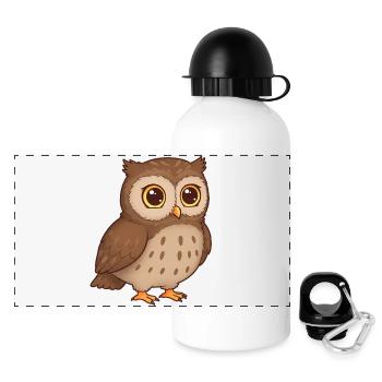 Animal Cartoon Owl - Panoramic Thermal Bottle with Lid 500 ml - white - Front