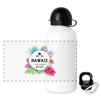 Hawaï 2025 Coloré - Gourde panoramique avec couvercle 500 ml - blanc - Devant