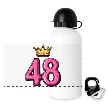 48 Zahl Krone - Panorama Trinkflasche mit Deckel 500 ml - Weiß - Vorne