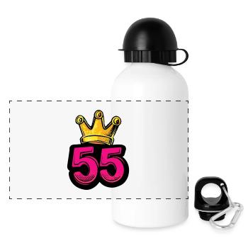 55 Zahl Krone - Panorama Trinkflasche mit Deckel 500 ml - Weiß - Vorne
