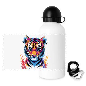 Bébé tigre coloré – Pop Art Motif animalier - Gourde panoramique avec couvercle 500 ml - blanc - Devant