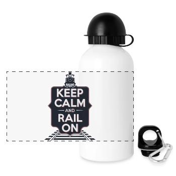 KEEP CALM AND RAIL ON - Panoramic Thermal Bottle with Lid 500 ml - white - Front