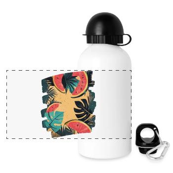 Sommer Wassermelone und Palmen - Panorama Trinkflasche mit Deckel 500 ml - Weiß - Vorne