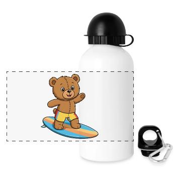 Teddy Bear Surfer - Panoramic Thermal Bottle with Lid 500 ml - white - Front