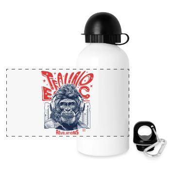 Techno Gorilla Shirt – Urban Sound & Style - Panoramic Thermal Bottle with Lid 500 ml - white - Front