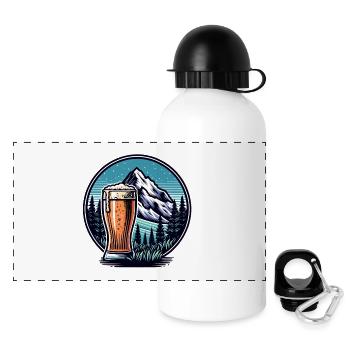 Bergblick mit Bierglas - Panorama Trinkflasche mit Deckel 500 ml - Weiß - Vorne