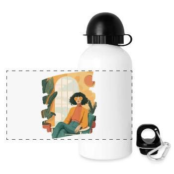 Relax Meditation Selfcare Me-Time - Panorama Trinkflasche mit Deckel 500 ml - Weiß - Vorne