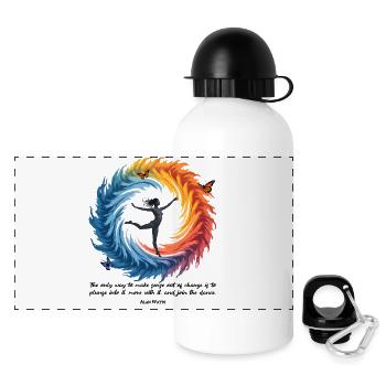 Mit dem Wandel fließen | Tanz der Verwandlung - Panorama Trinkflasche mit Deckel 500 ml - Weiß - Vorne