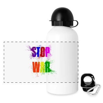 STOP WAR – NO WAR - PEACE aux couleurs de l’arc-en-ciel - Gourde panoramique avec couvercle 500 ml - blanc - Devant