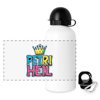 Petri Heil Fischen - Panorama Trinkflasche mit Deckel 500 ml - Weiß - Vorne