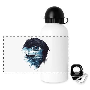Runes du navire Viking Raven - Gourde panoramique avec couvercle 500 ml - blanc - Devant