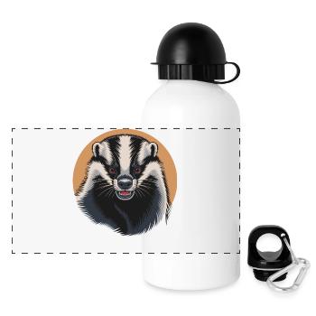 Wütender Dachs Wild Honig Tier Furchtlos Heftig - Panorama Trinkflasche mit Deckel 500 ml - Weiß - Vorne
