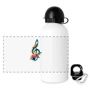 Blumiger Violinschlüssel Harmonie - Panorama Trinkflasche mit Deckel 500 ml - Weiß - Vorne