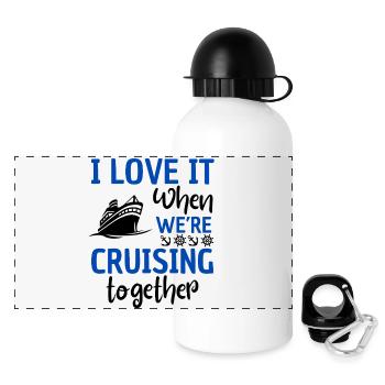 Sailing fun together on a cruise - Panoramic Thermal Bottle with Lid 500 ml - white - Front