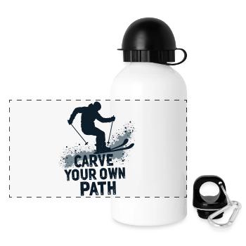 Carve Your Own Path Skifahrer Skifahren - Panorama Trinkflasche mit Deckel 500 ml - Weiß - Vorne