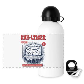 Love Switzerland – Un t-shirt célèbre le fromage et la vache - Gourde panoramique avec couvercle 500 ml - blanc - Devant
