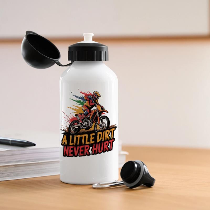 Motocross-Abenteuer beginnt Dreck gehört dazu Panorama Trinkflasche mit Deckel 500 ml
