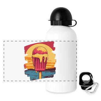 cream and cream scoop summer sunset - Panoramic Thermal Bottle with Lid 500 ml - white - Front