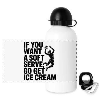 Soft-Serve? Dann ab zum Eis – Volleyball - Panorama Trinkflasche mit Deckel 500 ml - Weiß - Vorne