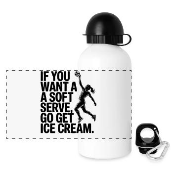 Soft-Serve? Dann ab zum Eis – Volleyball - Panorama Trinkflasche mit Deckel 500 ml - Weiß - Vorne