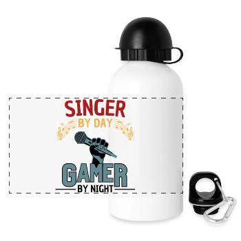 lustiger Sänger Gamer Spruch - Panorama Trinkflasche mit Deckel 500 ml - Weiß - Vorne