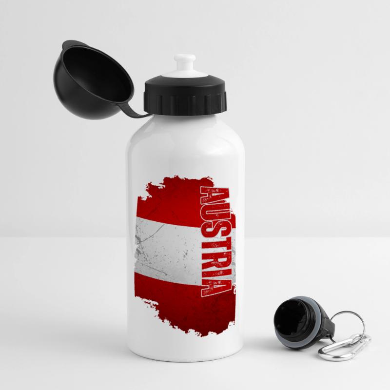 Vertical Austrian flag, Austrian pride Panoramic Thermal Bottle with Lid 500 ml