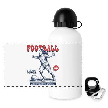 CH Fußballerin Shirt: Spaß am Spieltag - Panorama Trinkflasche mit Deckel 500 ml - Weiß - Vorne