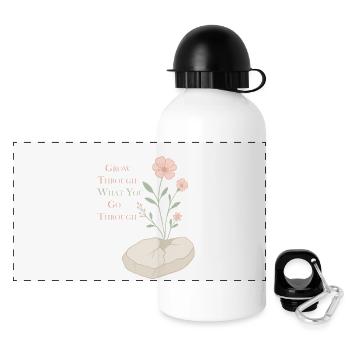 Motif floral inspirant - Espoir et force - Gourde panoramique avec couvercle 500 ml - blanc - Devant