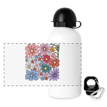 Bunte Blumen Natur Wildblumen - Panorama Trinkflasche mit Deckel 500 ml - Weiß - Vorne