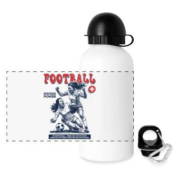 Foul mit Ansage: Swiss Fußballspielerin Shirt - Panorama Trinkflasche mit Deckel 500 ml - Weiß - Vorne