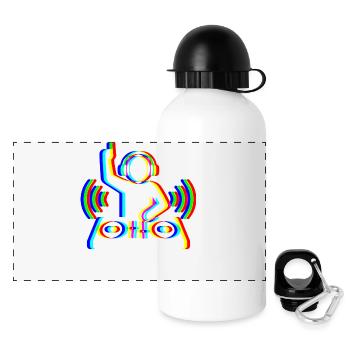 Glitch DJ – Beat Creator - Panorama Trinkflasche mit Deckel 500 ml - Weiß - Vorne