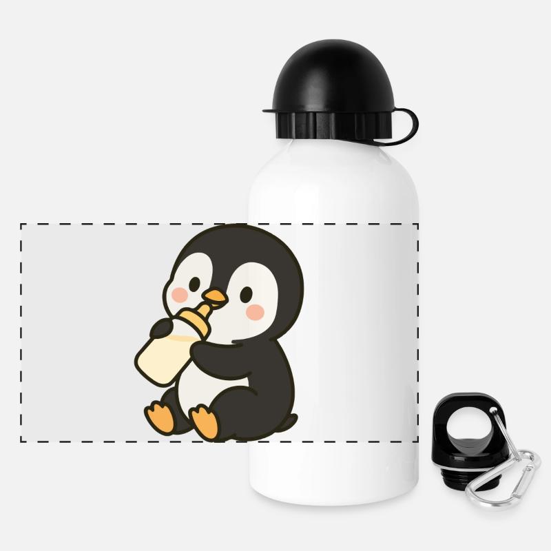 Flacon Pingouin - Gourde panoramique avec couvercle 500 ml - blanc