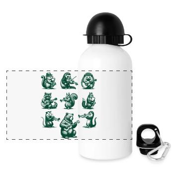 Forest Animals Playing Instruments Music Lover - Panoramic Thermal Bottle with Lid 500 ml - white - Front