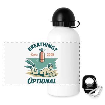 Breathing Optional Diver Ocean Sea - Panoramic Thermal Bottle with Lid 500 ml - white - Front