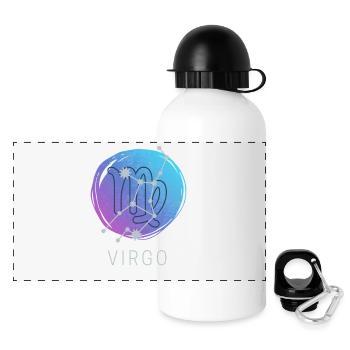 Jungfrau Tierkreiszeichen Horoskop Sternzeichen - Panorama Trinkflasche mit Deckel 500 ml - Weiß - Vorne