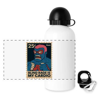 Lutteur comique disant que la rage aveugle est mon cardio - Gourde panoramique avec couvercle 500 ml - blanc - Devant