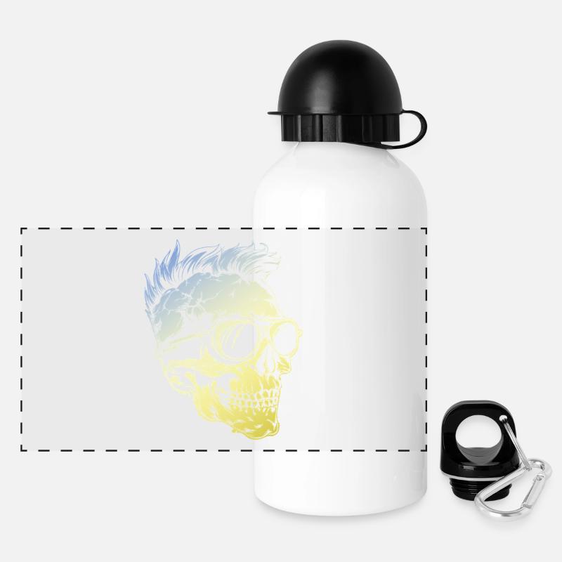 Punker Skull - Panoramic Thermal Bottle with Lid 500 ml - white