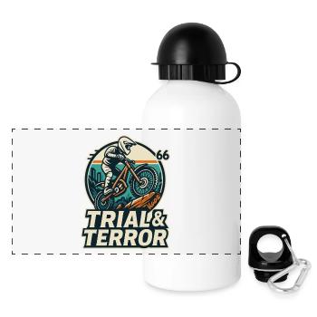 Motocross hero at Moto Trial and Terror Ride - Panoramic Thermal Bottle with Lid 500 ml - white - Front