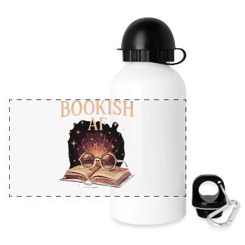 Bookish AF: Zauber des Lesens und der Fantasie - Panorama Trinkflasche mit Deckel 500 ml - Weiß - Vorne
