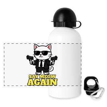 Say Meow Again ! Humour Film Culte - Chat Kawaii - Gourde panoramique avec couvercle 500 ml - blanc - Devant