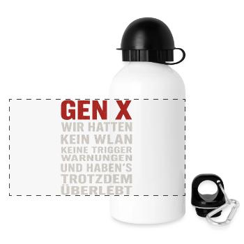 Gen X Wir Hatten Kein WLAN - Panorama Trinkflasche mit Deckel 500 ml - Weiß - Vorne