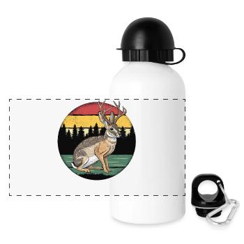 Retro Jackalope - Panorama Trinkflasche mit Deckel 500 ml - Weiß - Vorne