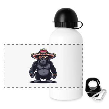 Gorilla Comic Funny Sombrero - Panoramic Thermal Bottle with Lid 500 ml - white - Front