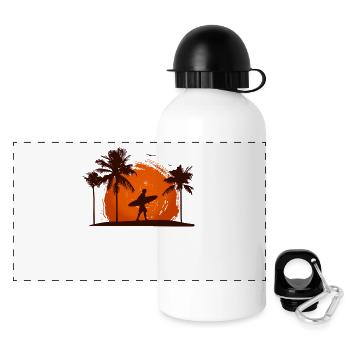Sonnenuntergang Surfer Tropische Vibes Strand - Panorama Trinkflasche mit Deckel 500 ml - Weiß - Vorne