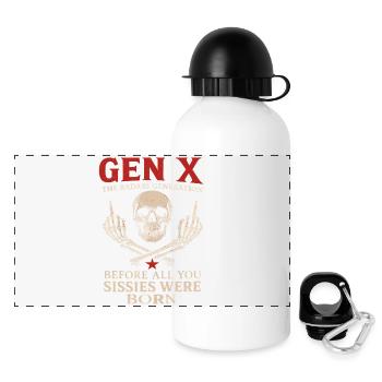 Gen X Totenkopf Oldschool Legend - Panorama Trinkflasche mit Deckel 500 ml - Weiß - Vorne